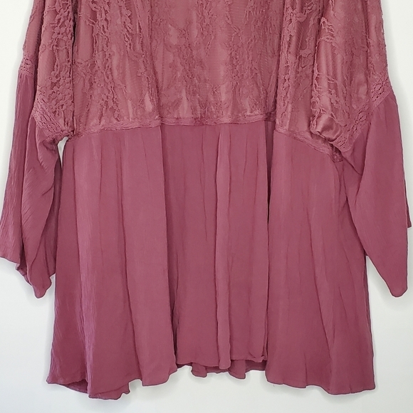 Torrid Peplum Bell Sleeve Top Size 6X Stretch Lace Knit Bodice Fairycore Tunic - Picture 5 of 15